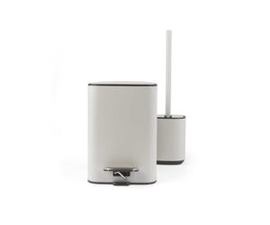 Beldray Set de baño: papelera y escobilla WC 3 L gris | Recubrimiento polvo, antihuellas, tapa cierre suave, apertura pedal, cubo interior extraíble, set de 2