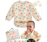 Belea Babero con Mangas Impermeable Bebe BLW con Bolsillo Recogemigas Alimentacion Complementaria Babete Impermeável Bebe Lavable Regalo Cumpleaños Baby Shower sin BPA Ajustable de 6 Meses a 3 Años