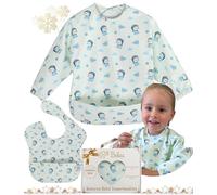 BELEA Baberos Bebe Impermeables - Babero con Mangas Impermeable + 1 Babero sin Manga Larga con Bolsillo BLW Babete Impermeável Libre de BPA Ajustable 6 a 36 Meses Regalo Original Bebé 1 Año 2 Año 2PCS