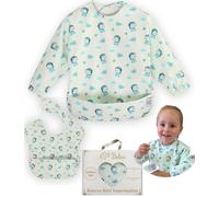 Belea Baberos Bebe Impermeables Con Mangas Largas y Sin Mangas BLW con Bolsillo Alimentacion Complementaria Guarderia Lavable Ajustable de 6 Meses a 3 Años Regalo Cumpleaños 1 Año Baby Shower Sin BPA