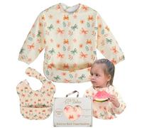 BELEA Baberos Bebe Impermeables Con Mangas y Sin Mangas BLW con Bolsillo Recogemigas Alimentacion Complementaria Babete Impermeável Bebe Libre de BPA Ajustable 6 a 36 Meses 3 Años Regalo Original 2PCS