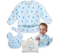BELEA Baberos Bebe Impermeables Con Mangas y Sin Mangas BLW con Bolsillo Recogemigas Alimentacion Complementaria Babete Impermeável Bebe Libre de BPA Ajustable 6 a 36 Meses 3 Años Regalo Original 2PCS