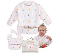 BELEA Baberos Bebe Impermeables Con Mangas y Sin Mangas BLW con Bolsillo Recogemigas Alimentacion Complementaria Babete Impermeável Bebe Libre de BPA Ajustable 6 a 36 Meses 3 Años Regalo Original 2PCS