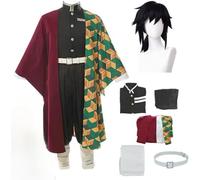 BELEB Disfraz De Cosplay De Anime Para Tomioka Giyuu Outfit Fiesta De Halloween Kimono Uniforme Con Peluca (Tomioka Giyuu,L)