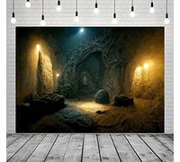 BELECO 1.5x1m Tela Oscura Castillo Medieval Mazmorra Telón de Fondo para Fotografía Antigua Celda de Prisión Cuevas de Piedra Túnel Subterráneo Corredor con Fondo de Terror Ligero