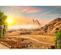 BELECO 1.5x1m Tela Pirámide Egipcia Arena Desierto Fondo Desierto Montaña Cocotero Puesta De Sol Paisaje Civilización Antigua Egipto Fotografía Fondo Accesorios Fotográficos