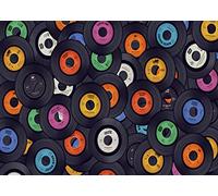 BELECO 1.5x1m Telón de Fondo de Discos de música Retro de Tela Rollo de Rock de los años 50 Fondo de Vinilo Disco Danza Concierto Fiesta Fondo Musical Fiesta temática Musical Fotomatón