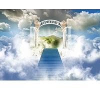 BELECO 1.5x1m Telón de Fondo del Cielo de Tela Puerta del paraíso Cielo Escalera al Cielo Fotografía Telón de Fondo para el Cielo enviado Baby Shower Bautismo Banner Fondo fotográfico de Pascua