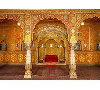 BELECO 2.1x1.5m Fondo de Tela del Palacio Real Indio,Sala de audiencias privada Interior en Anup Mahal y Trono de Maharaja con Tallas Doradas,Fondo de fotografía,Accesorios de Estudio fotográfico