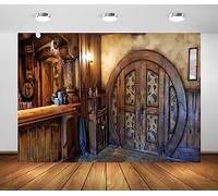 BELECO 2.1x1.5m Fondo de Tela Vintage Hobbiton Tavern para fotografía Hobbit Cave Cabin telón de Fondo para decoración de Fiesta temática Hobbit Retrato sesión de Fotos Accesorios de Estudio