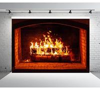 BELECO 2.1x1.5m Tela Ardiente Chimenea Telón De Fondo Leña Troncos Ardiente Fuego Flaming Woods Invierno Navidad Chimenea Fotografía Fondo Camping Barbacoas Decoración Fiesta Banner