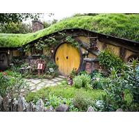 BELECO 2.1x1.5m Tela Cueva Hobbit, Matamata Rural Vivienda Cabaña Verde Jardín, Ambientación Temática Cumpleaños Decoraciones Pancarta Accesorios
