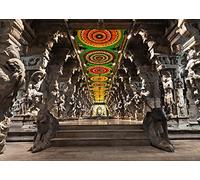 BELECO 2.1x1.5m Tela India Templo Hindú Telón de Fondo Salón Religioso de Miles de Columnas Antiguo Templo Bajorrelieve Estatuas India Fondo Niños Adultos Retrato Sesión Foto Estudio Accesorios