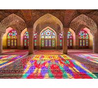 BELECO 2.1x1.5m Tela Marroquí Telón de Fondo Vintage Palacio Medieval Telón de Fondo Mezquita Rosa Gran Salón Columnas con Arcos Fondo Árabe Decoración de Fiesta Retrato Foto