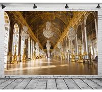BELECO 2.1x1.5m Tela Palacio Real de Versalles Telón de Fondo El Salón de los Espejos Francia Galería de Espejos Telón de Fondo Araña de Lujo Escultura Techo Mural Cumpleaños Boda Sesión de Fotos