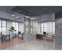 BELECO 2.1x1.5m Telón de Fondo de Oficina Moderno de Tela para videoconferencia Interior de Oficina de Negocios Elegante Ventanas de Pared de ladrillo Fondo de fotografía de Oficina en casa Virtual