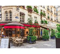 BELECO 2.1x1.5m Telón de Fondo de Tela Paris Street Cafe para fotografía Calle parisina con mesas de Brasserie Cafe Restaurante Fondo París Tema Fiesta Decoraciones Viaje Sesión de Fotos