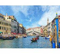 BELECO 2.1x1.5m Telón de Fondo de Tela Venecia Italia Góndola Cerca del Famoso Puente de Rialto en Venecia Fotografía Telón de Fondo para Decoraciones de Fiesta Italiana Sesión de Fotos de cumpleaños