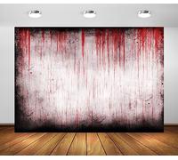 BELECO 2.5x1.8m Fondo de Pared sangrienta de Terror de Tela para fotografía, Fondo de Salpicaduras de Sangre goteando Sangre roja, Decoraciones de Crimen de Asesinato