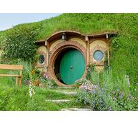 BELECO 2.5x1.8m Telón de Fondo de Tela Hobbit Cave para fotografía Matamata Rural Hobbit Living Cabin Green Grass Garden Hobbiton Cave Fondo Anillo Lord Fans Fiesta Cumpleaños Decoraciones