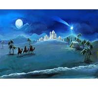 BELECO 2.7x1.8m Escena de la Natividad Telón de Fondo Noche de Navidad Estrellas Sagrada Familia y Reyes Magos Castillo del Desierto Cabaña Pesebre Nacimiento de Jesús Telón de Fondo Fotomatón