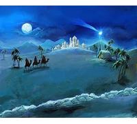 BELECO 3x2.5m Escena de la Natividad Telón de Fondo Noche de Navidad Estrellas Sagrada Familia y Reyes Magos Castillo del Desierto Cabaña Pesebre Nacimiento de Jesús Telón de Fondo Fotomatón