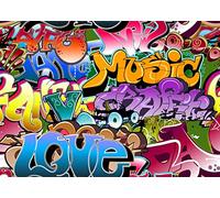 BELECO 3x2m Tela Graffiti Telón de Fondo 80s 90s Hip Hop Temático Fiesta Decoraciones Telón de Fondo Graffiti Hip Hop Fondo Urbano Street Art Graffiti Telón de Fondo