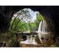 BELECO 4.5x3m Tela Bosque Tropical Cascada Telón De Fondo Montaña Cueva Cascadas Árboles Verdes Lago Naturaleza Fondo Papel Tapiz Viaje Al Aire Libre Sesión De Fotos Accesorios para Retratos