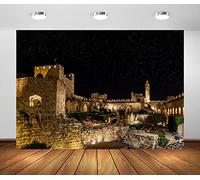 BELECO 4.5x3m Tela La Ciudad Vieja de Jerusalén de Noche Telón de Fondo Israel Torre de David Telón de Fondo Ruinas Antiguas El Patio del Museo de Jerusalén Fondo Foto de Retrato de Viaje