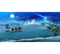 BELECO 6x3m Escena de la Natividad Telón de Fondo Noche de Navidad Estrellas Sagrada Familia y Reyes Magos Castillo del Desierto Cabaña Pesebre Nacimiento de Jesús Telón de Fondo Fotomatón
