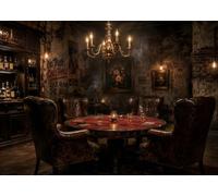 BELECO 6x3m Fondo De Tela Bar Speakeasy Vintage Apuestas | Bar De Jugador Retro Estante De Vino Candelabro Mesa Sillas Pared De Ladrillo Grunge Fondo Casino Decoración Foto