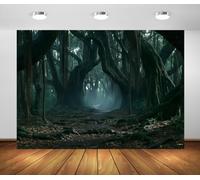 BELECO 6x3m Fondo De Tela Bosque Brumoso Sendero Oscuro | Túnel Bosque Brumoso Bosque Espeluznante Fondo Halloween Decoración Temática Accesorio Fotográfico