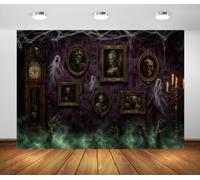 BELECO 6x3m Fondo de Tela Pared Retratos Halloween Gótica | Fondo de Tela Calavera Manos Fantasma Telaraña Casa Embrujada Halloween Decoración Fiesta Banner Fotomatón