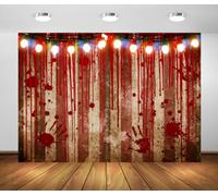 BELECO 6x3m Fondo de Tela Rayas Rojas Sangrientas Circo | Rayas Rojas Blancas de Circo Sangre Goteando Fondo Halloween Terror Decoración de Fiesta Banner Fotomatón