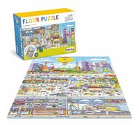 Beleduc Puzle de Suelo de la Vida Urbana XL - 45 Piezas - Puzle Grande para niños a Partir de 3 años - Puzle Educativo de Ciudad y tráfico - 92 x 92 cm - 3 puzles se convierten en 1 Rompecabezas XL