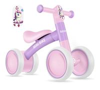 BELEEV B1 Bicicleta sin Pedales para Niños a Partir de 1-2 Año de Equilibrio, Juguetes Bebes, 4 Ruedas Silenciosas, Dirección Limitada Segura de 135°, Asiento Ancho Suave Niños Niñas de 10-24 Meses