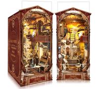 BELEEV Book Nook Kit, DIY Miniature House 3D Puzzle de Madera con Luz LED, Cubierta Antipolvo Casa de Muñecas en Miniatura, Decoración Estantería de Libros, Regalos Niño Niña Adulto, Mundo Encantado
