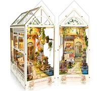 BELEEV Book Nook Kit, DIY Miniature House 3D Puzzle de Madera con Luz LED, Cubierta Antipolvo Casa de Muñecas en Miniatura, Decoración Estantería de Libros, Regalos Niño Niña Adulto, Casa de Jardín