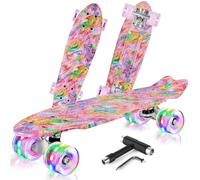 BELEEV Skateboard Complete 22 x 6 Inch Mini Skate con Luz LED Rueda