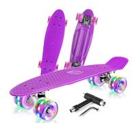 BELEEV Skateboard Complete 22 x 6 Inch Mini Skate con Luz LED Rueda