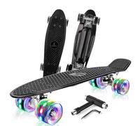 BELEEV Skateboard Complete 22 x 6 Inch Mini Skate con Luz LED Rueda