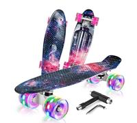 BELEEV Skateboard Complete 22 x 6 Inch Mini Skate con Luz LED Rueda