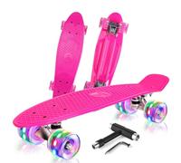 BELEEV Skateboard Complete 22 x 6 Inch Mini Skate con Luz LED Rueda