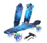 BELEEV Skateboard Complete 22 x 6 Inch Mini Skate con Luz LED Rueda