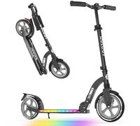 BELEEV V10 Patinete Niño 2 Ruedas con LED Luces Deck,5 Altura Ajustable, Plegable Patinete Big Wheel 230mm Aluminio Scooter Adult con Correa de Transporte, Marco Resistente para 6+ Niño Niña y Adulto