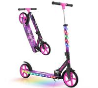 BELEEV V9 Patinete de 2 Ruedas, City Scooter con LED Luces Stem & Deck, 4 Altura Ajustable, Big Wheel 200mm Plegable Scooter Adult con Correa de Transporte para 6+ Niño Niña y Adulto, Starry Purple