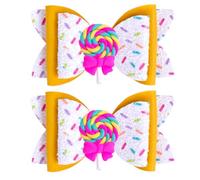 Beleki Lazos para el pelo con bonita piruleta, pinzas para el pelo con purpurina para niñas, confeti brillante, lazos hechos a mano, accesorios para el pelo de cocodrilo de metal, accesorios para el