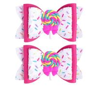 Beleki Lazos para el pelo con bonita piruleta, pinzas para el pelo con purpurina para niñas, confeti brillante, lazos hechos a mano, accesorios para el pelo de cocodrilo de metal, accesorios para el