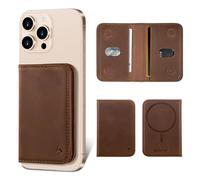 Belemay Cartera magnética plegable minimalista compatible con MagSafe, tarjetero delgado para 4 tarjetas, cuero vintage Crazy Horse, compatible con iPhone 17/16/15/14/13/12 Series y fundas MagSafe