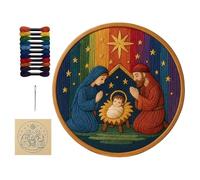 Belén Bordado Manualidades - Artesanía Artesanía Hecho a Mano Cuna - Juego de manualidades de bordado a mano de Navidad | Para Vacaciones Otoño Calcetín de Navidad Pared Dormitorio Hogar Familia